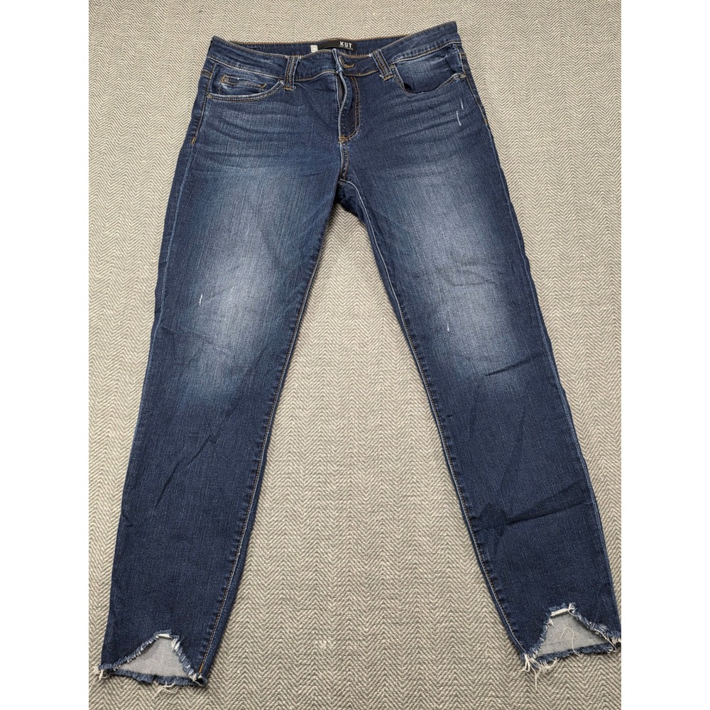 KUT From The Kloth Womens‎ Size 10 Dark Wash Skinny Jeans Raw Hem